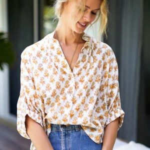 Emerson Fry White and Orange Floral blouse.